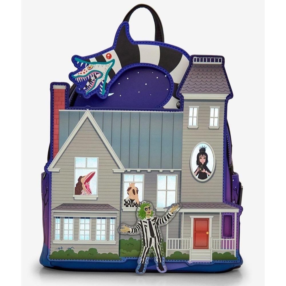 NEW Loungefly Beetlejuice Maitland Deetz House Glow In The Dark Figural Backpack